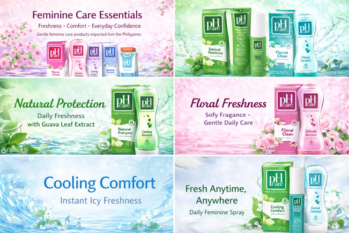  pH Care feminine wash collection from the Philippines including Natural Protection, Floral Clean, Cooling Comfort and Delicate White by Pinoy Herbals & Beauty Products