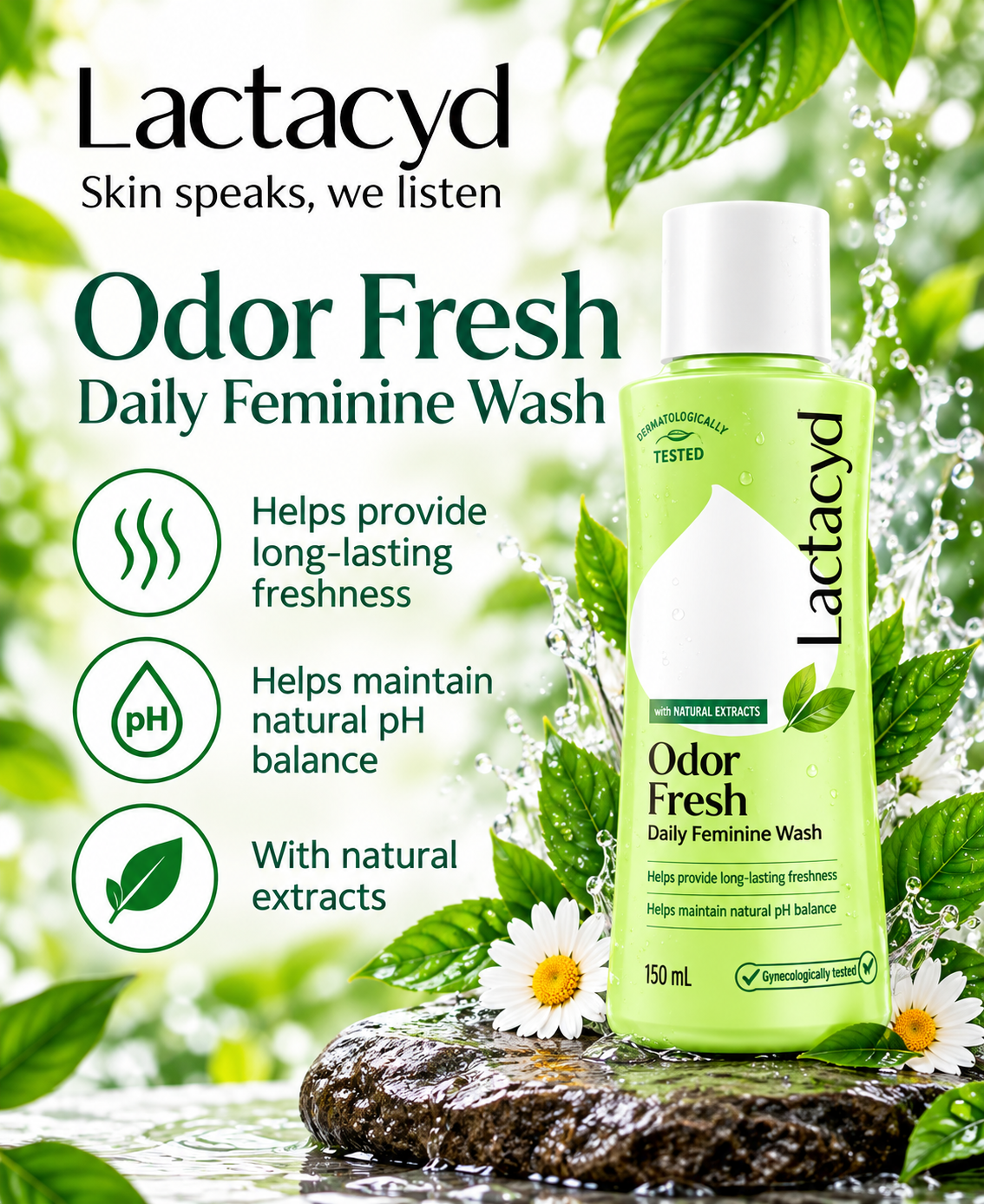 LACTACYD Odor Block Daily Feminine Wash, 150 mL