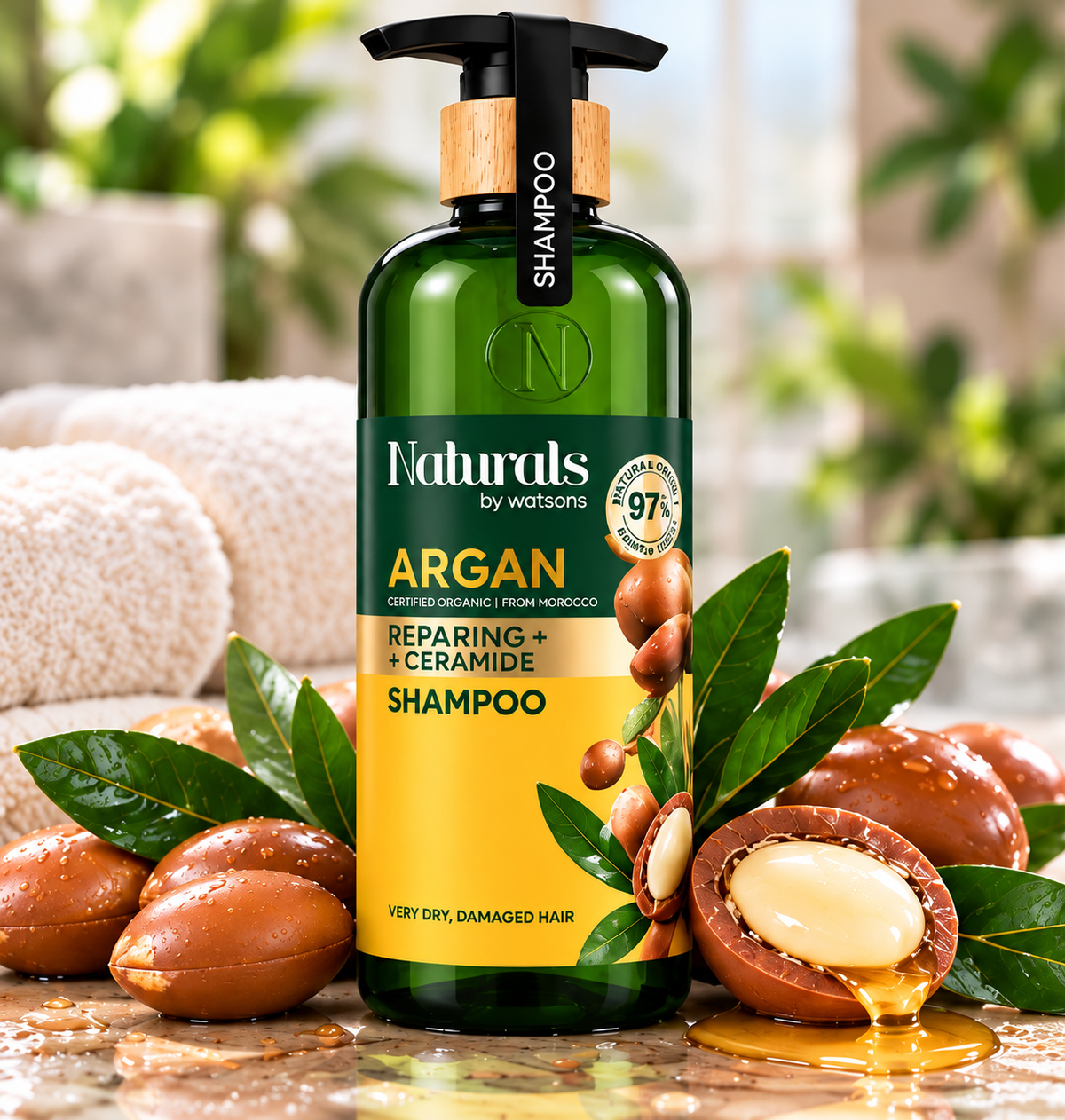 Naturals by Watsons Argan Repairing + Ceramide Shampoo 490 mL