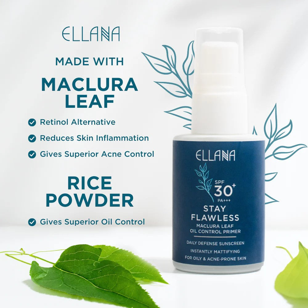 New ELLANA SPF 30 Stay Flawless Maclura Leaf Oil Control Primer 30ml