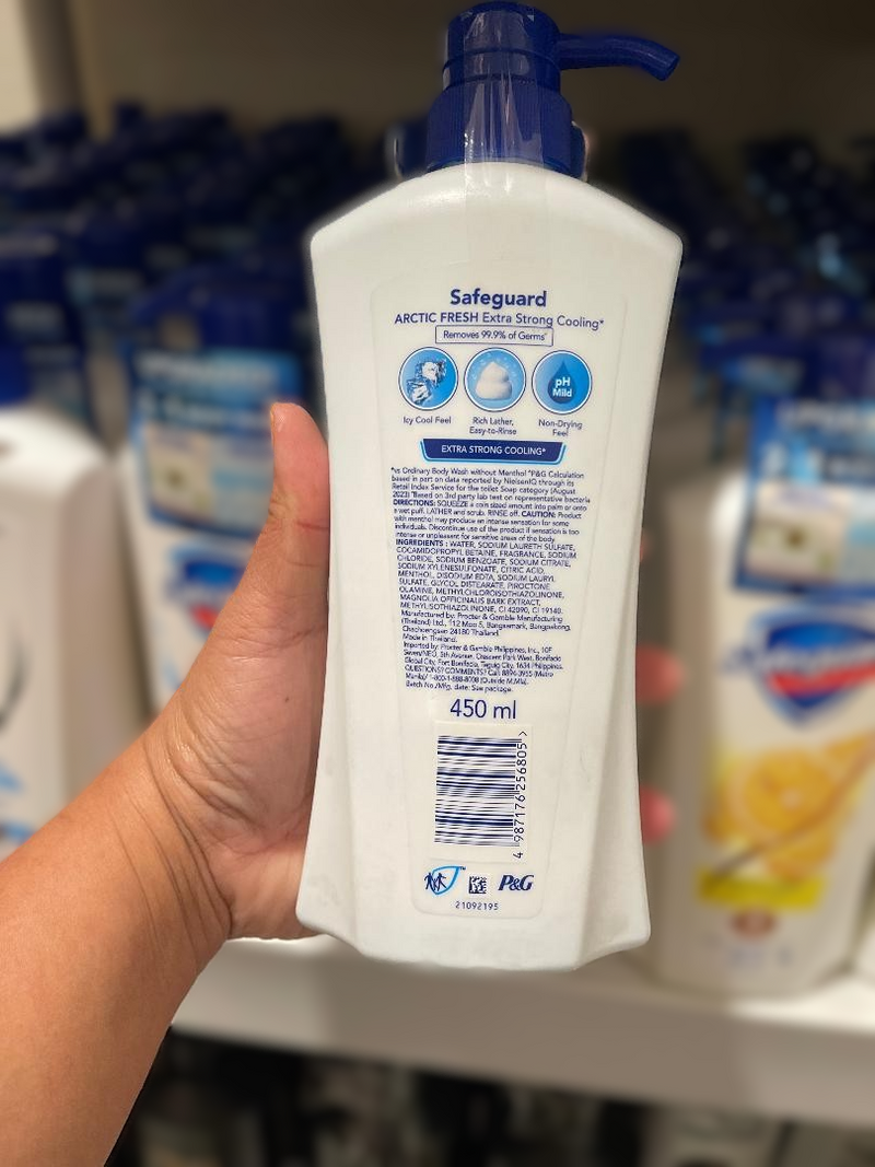 Safeguard Arctic Fresh Body Wash 450 ml back view