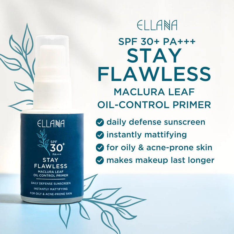 New ELLANA SPF 30 Stay Flawless Maclura Leaf Oil Control Primer 30ml