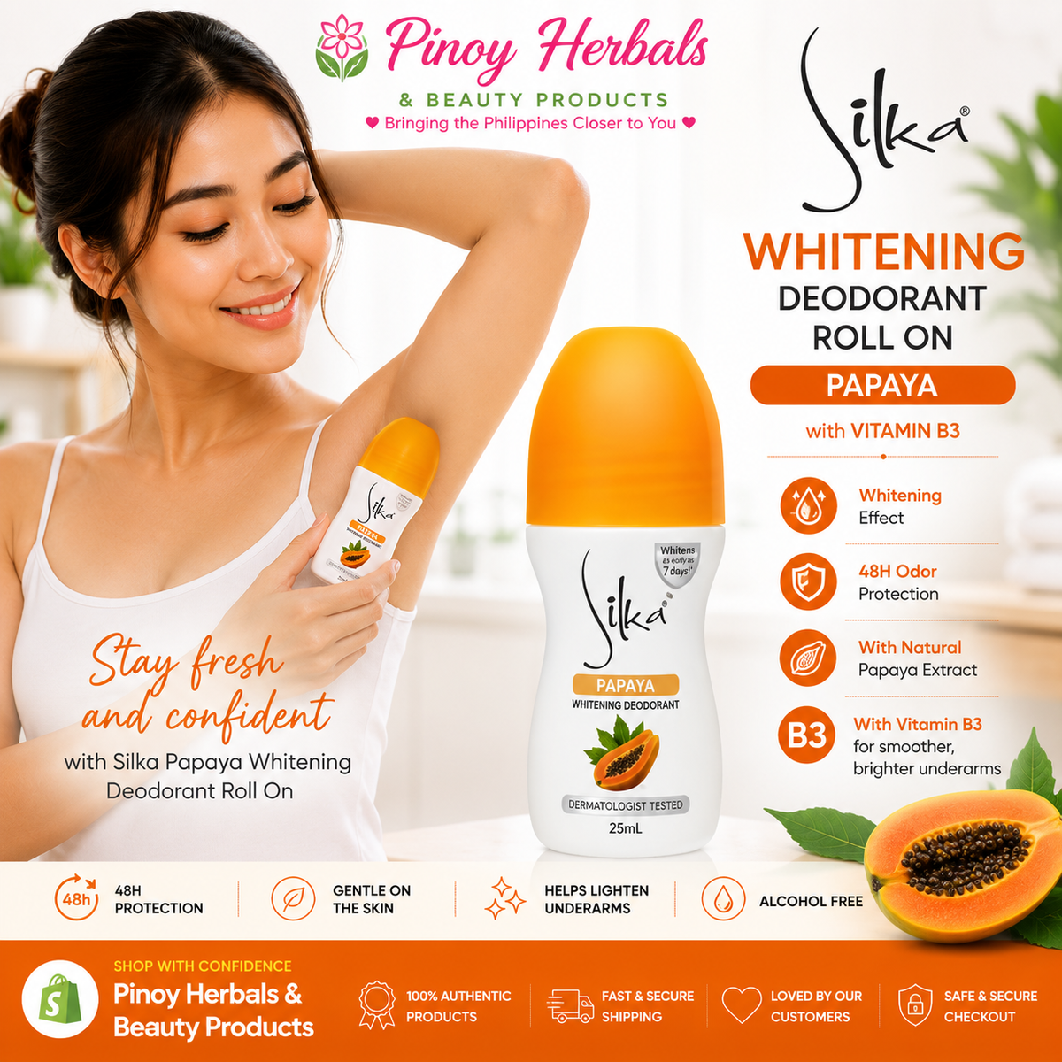 Silka Papaya Deodorant – Fresh & Gentle Care 25ml
