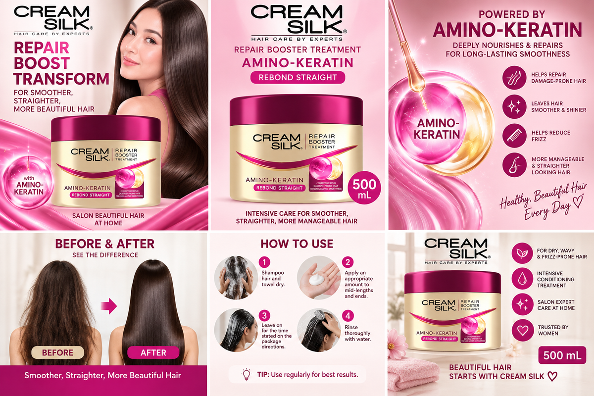 Cream Silk Repair Booster Treatment Amino-Keratin Rebond Straight – 500 mL