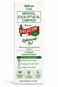 Efficascent Relaxscent Oil Roll-On 3 mL – Menthol, Eucalyptus Oil & Camphor