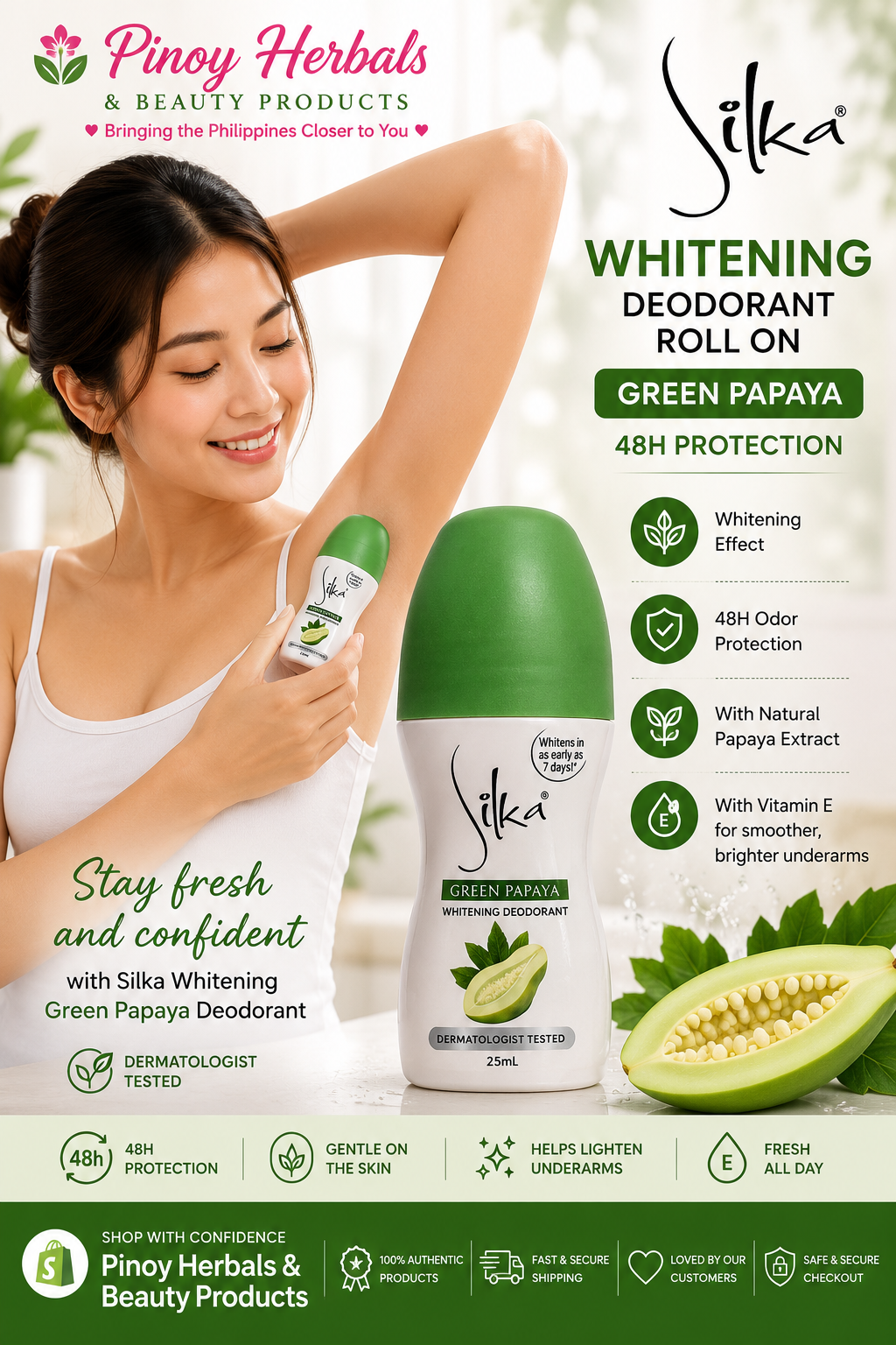 Silka Green Papaya Deodorant – Fresh & Gentle Care (25ml)