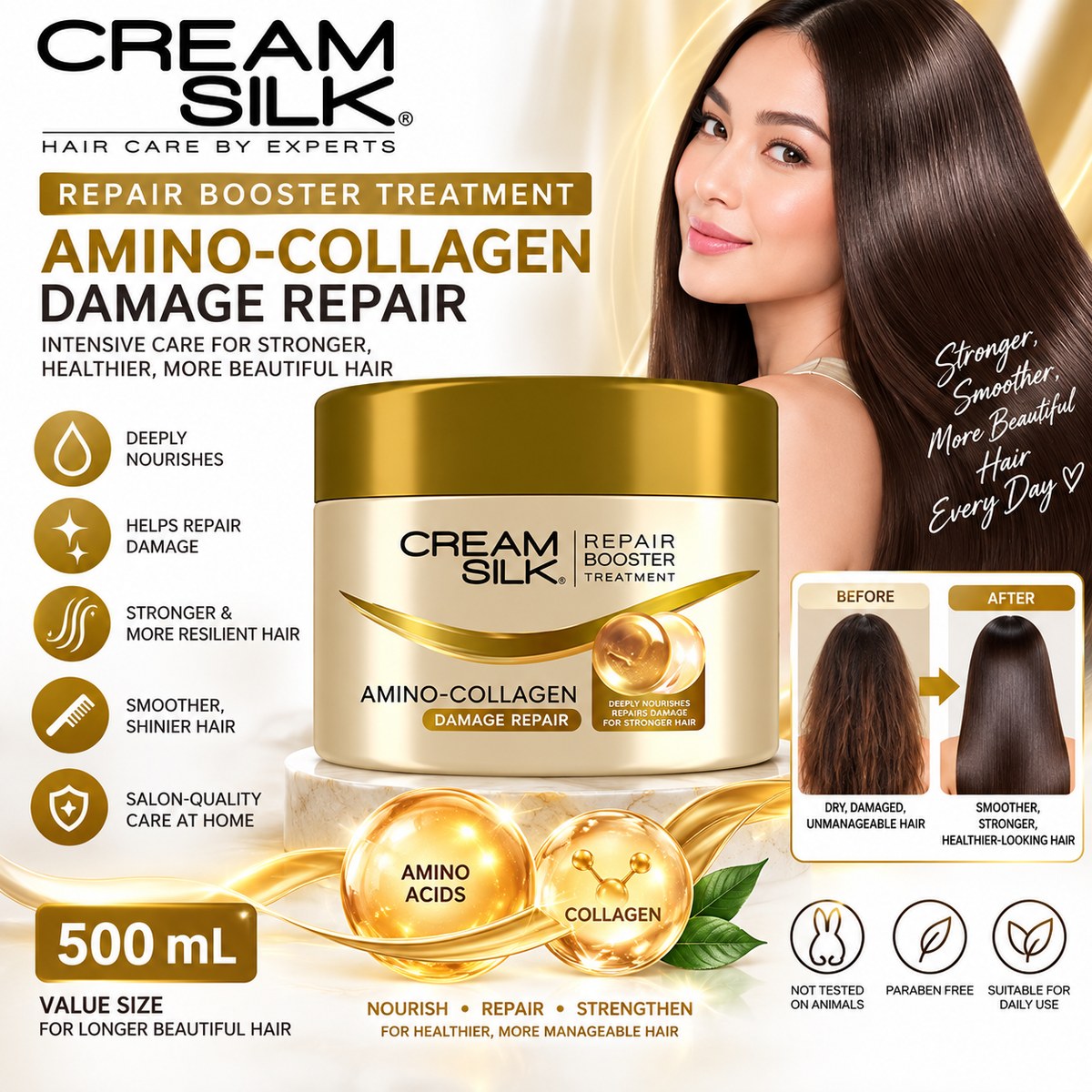 Cream Silk Repair Booster Treatment Amino-Collagen Damage Repair – 500 mL