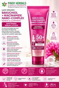 COMING SOON – Luxe Organix Bakuchiol + Niacinamide Nano-Complex Renew & Illuminate Serum Lotion SPF 50+ 250 mL
