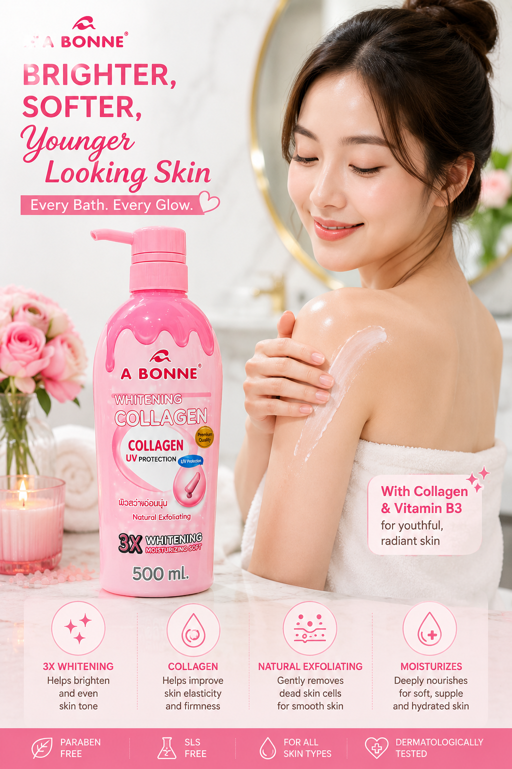 Bonnie 3x Collagen UV Protection and Moisturizer 500 ml