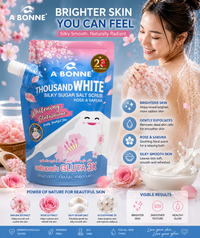 A Bonne Thousand White Silky Sugar Salt Scrub Rose & Sakura 350g Refill Pouch