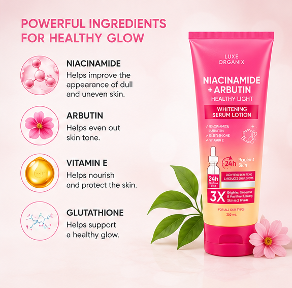 COMING SOON – Luxe Organix Niacinamide + Arbutin Healthy Light Serum Lotion 250 mL