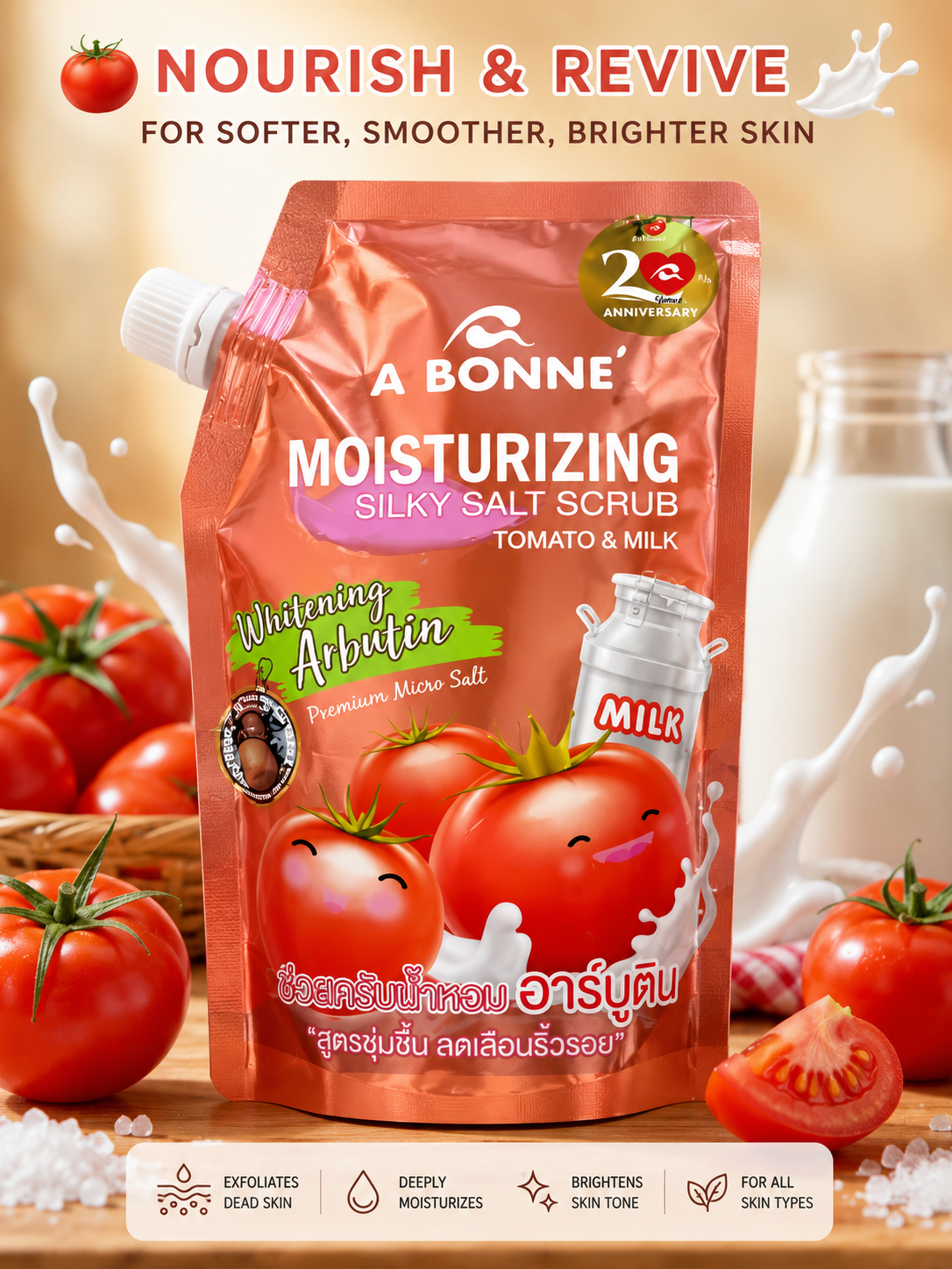 A Bonne Moisturizing Silky Salt Scrub Tomato & Milk Refill Pack 350g