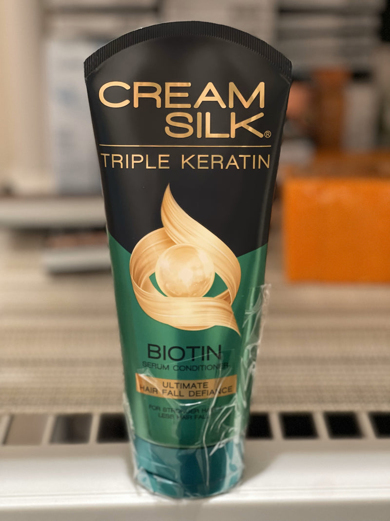Discover Cream Silk Triple Keratin Biotin Hair Fall Defiance Conditioner 340ml — strengthens and repairs damaged hair, reduces hair fall, and leaves hair soft, smooth, and healthy. Perfect daily care for stronger hair