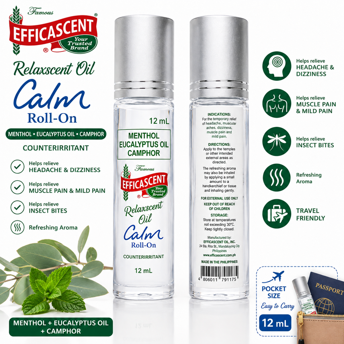 Efficascent Relaxscent Oil Calm Roll-On 12 mL