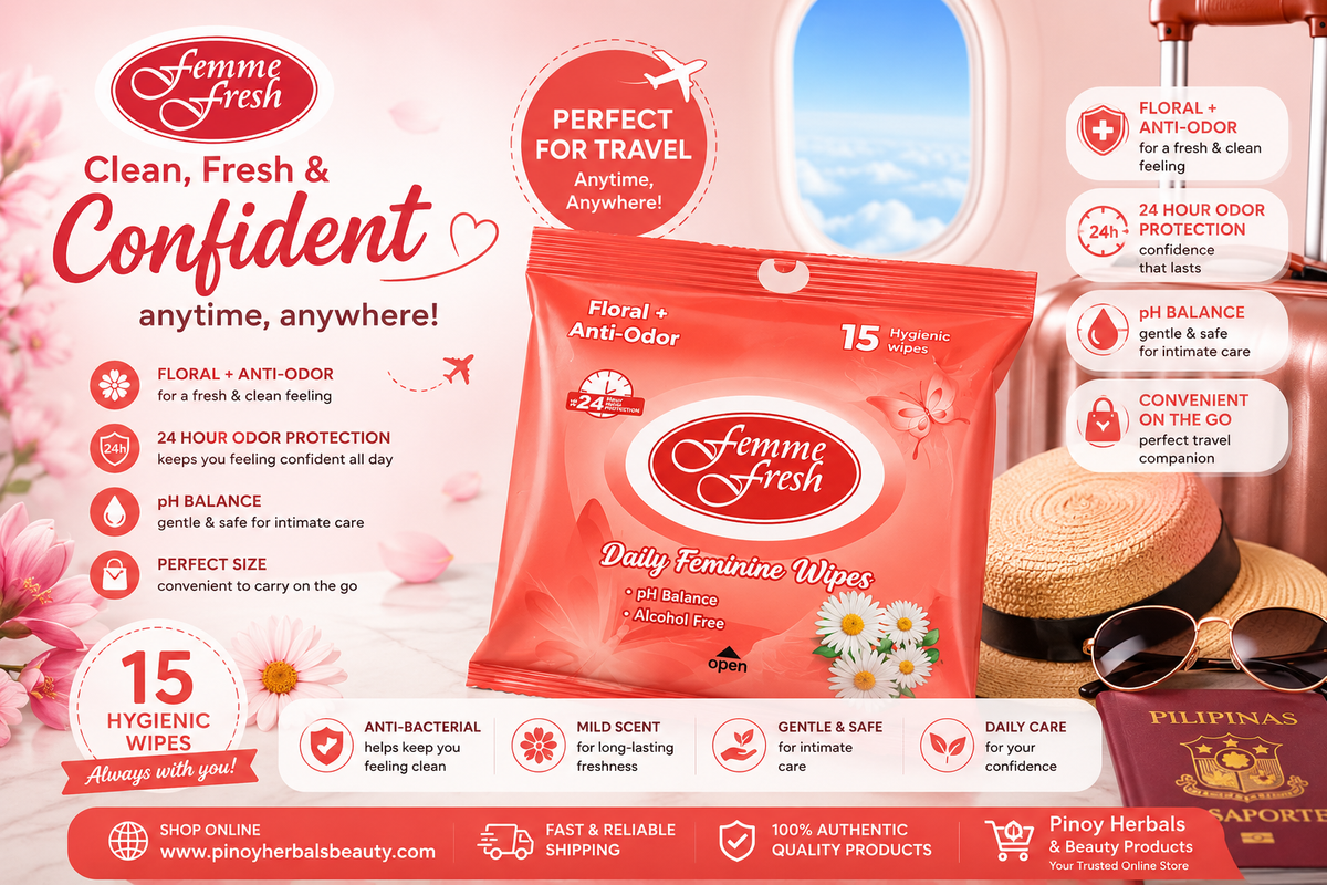 Femme Fresh Floral + Anti-Odor Daily Feminine Wipes 15 Hygienic Wipes