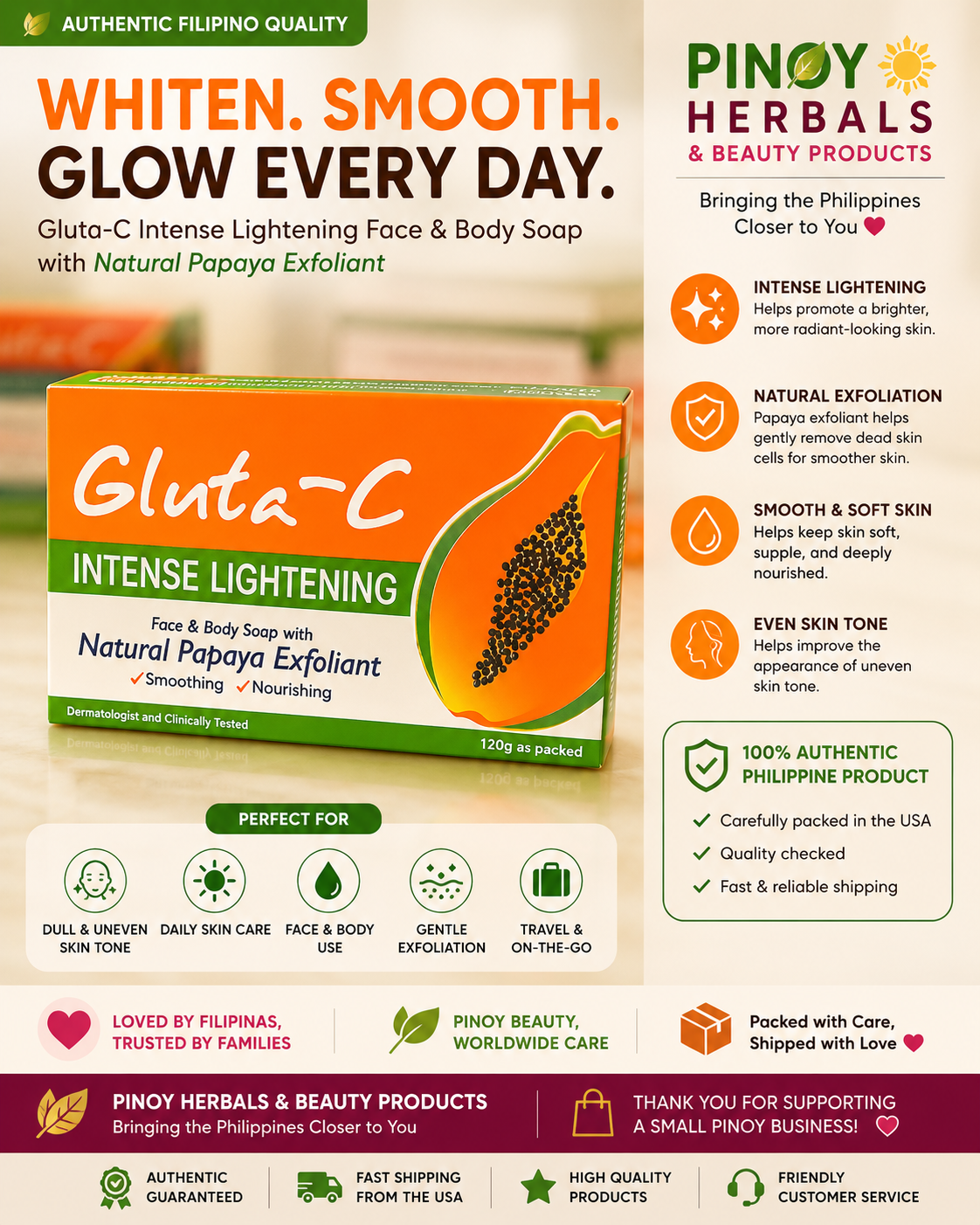 Gluta-C Papaya Exfoliating Face & Body Soap – 120g