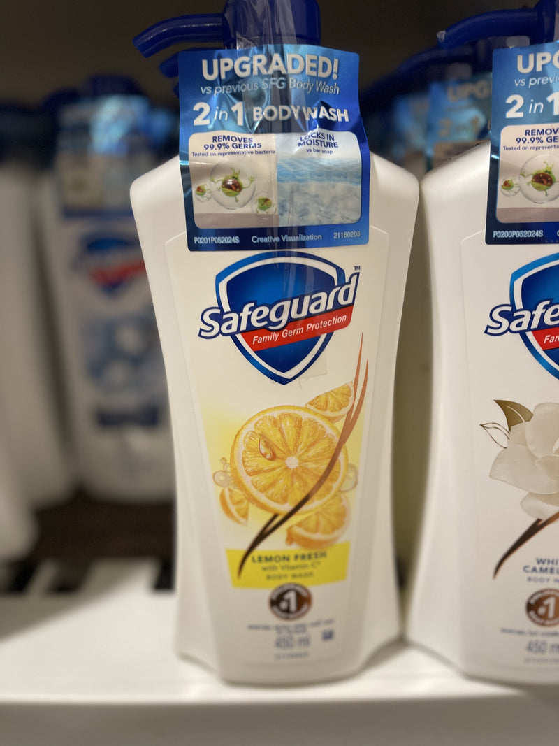 Safeguard Lemon Fresh Body Wash 450 ml label close-up