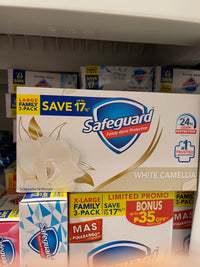 Safeguard White Camellia Antibacterial Soap – Large Family 3-Pack