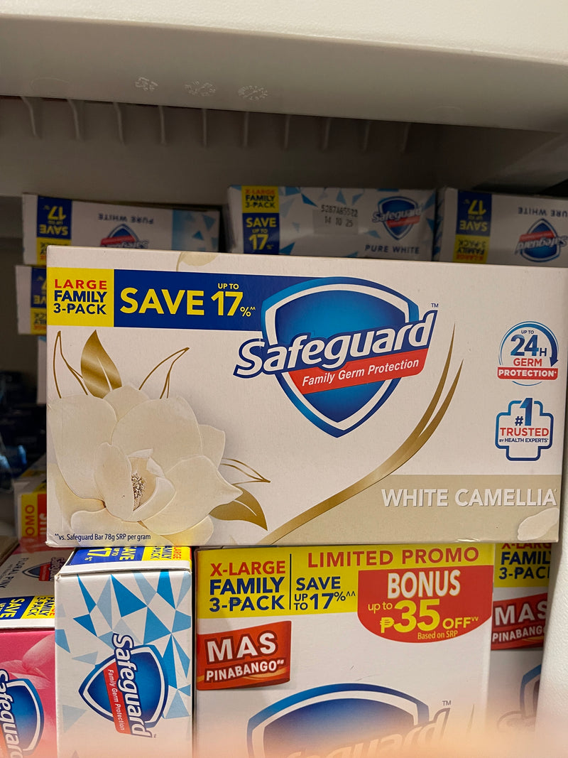 Safeguard White Camellia Antibacterial Soap – Large Family 3-Pack