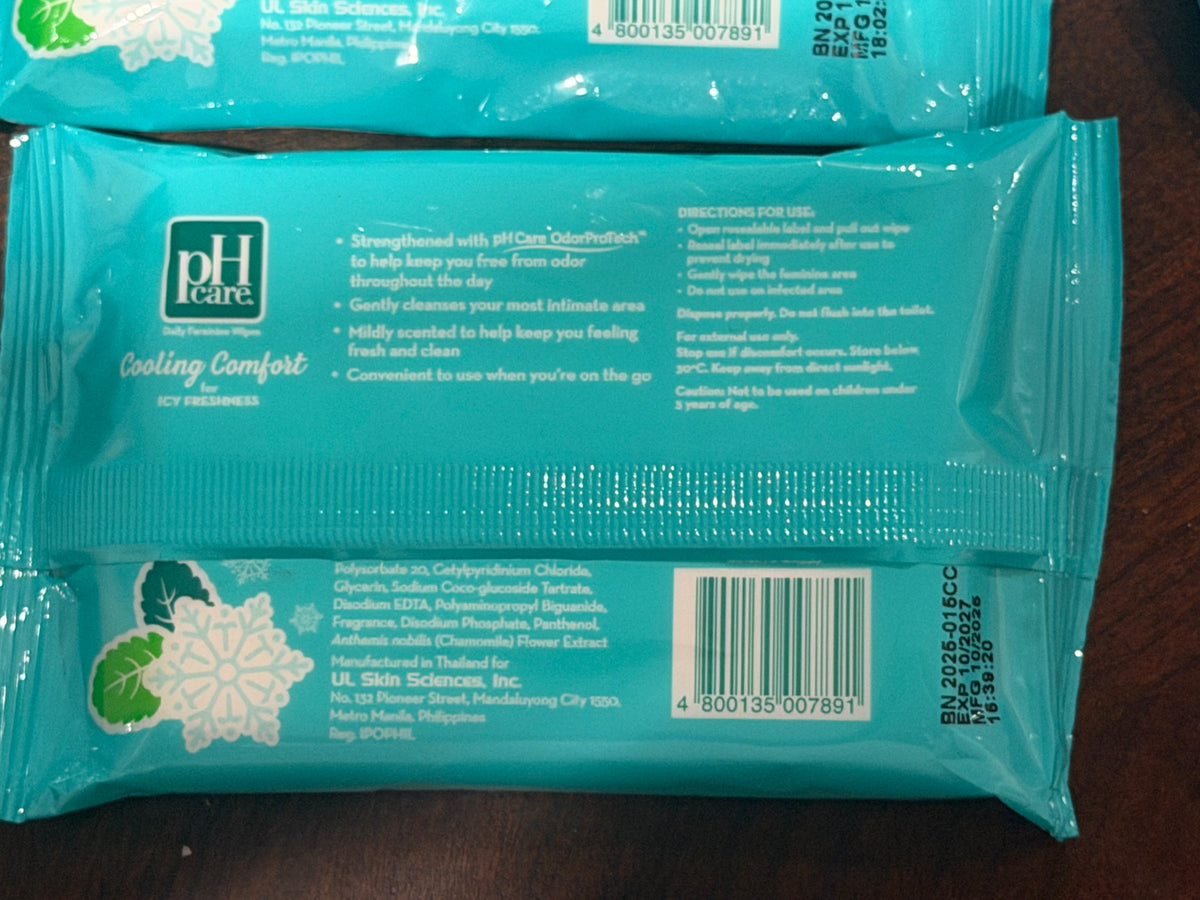 PH Care Cooling Comfort Daily Feminine Wipes – 10 Sheets