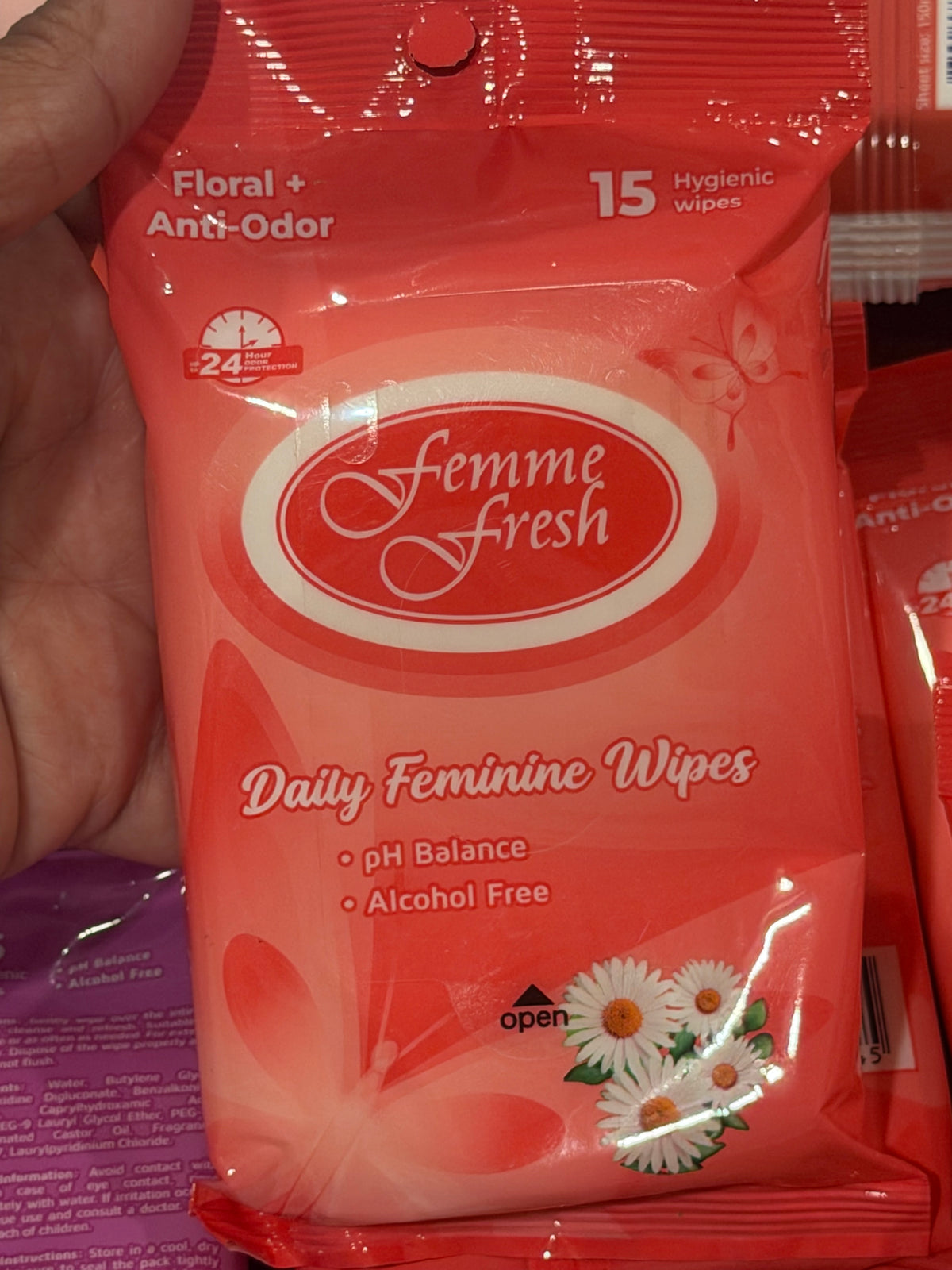 Femme Fresh Floral + Anti-Odor Daily Feminine Wipes 15 Hygienic Wipes