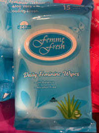 FEMME FRESH Aloe Vera + Fresh Cooling Daily Feminine Wipes 15 Wipes