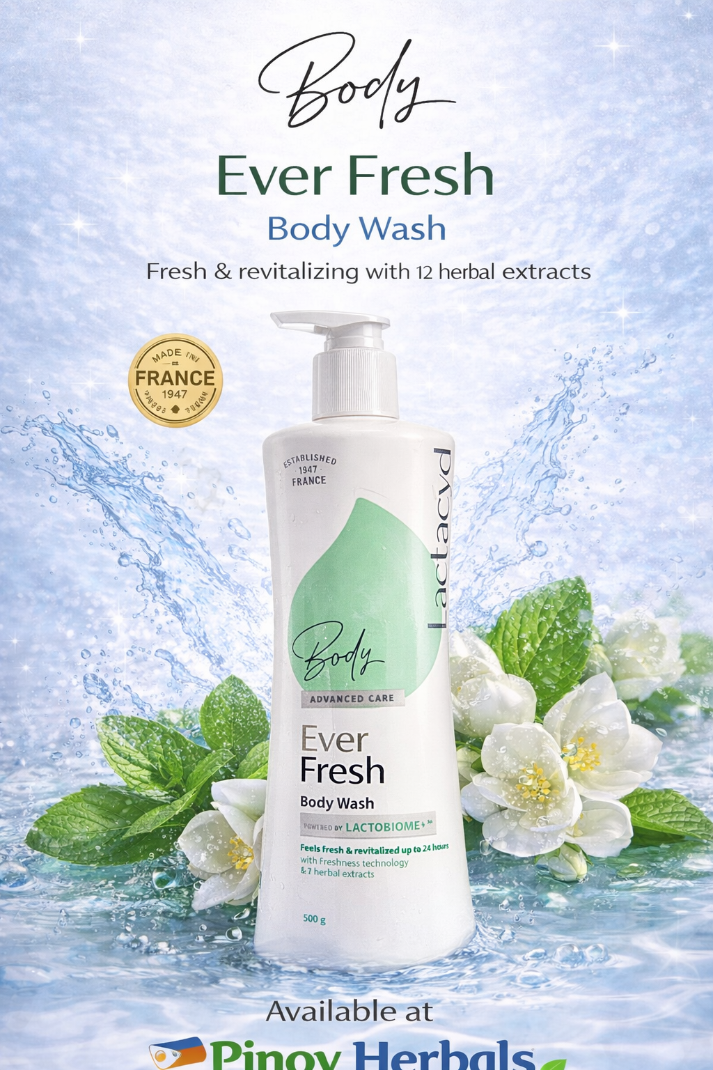 Lactacyd Ever Fresh Body Wash – Lactobiome+ Freshness Formula 500g