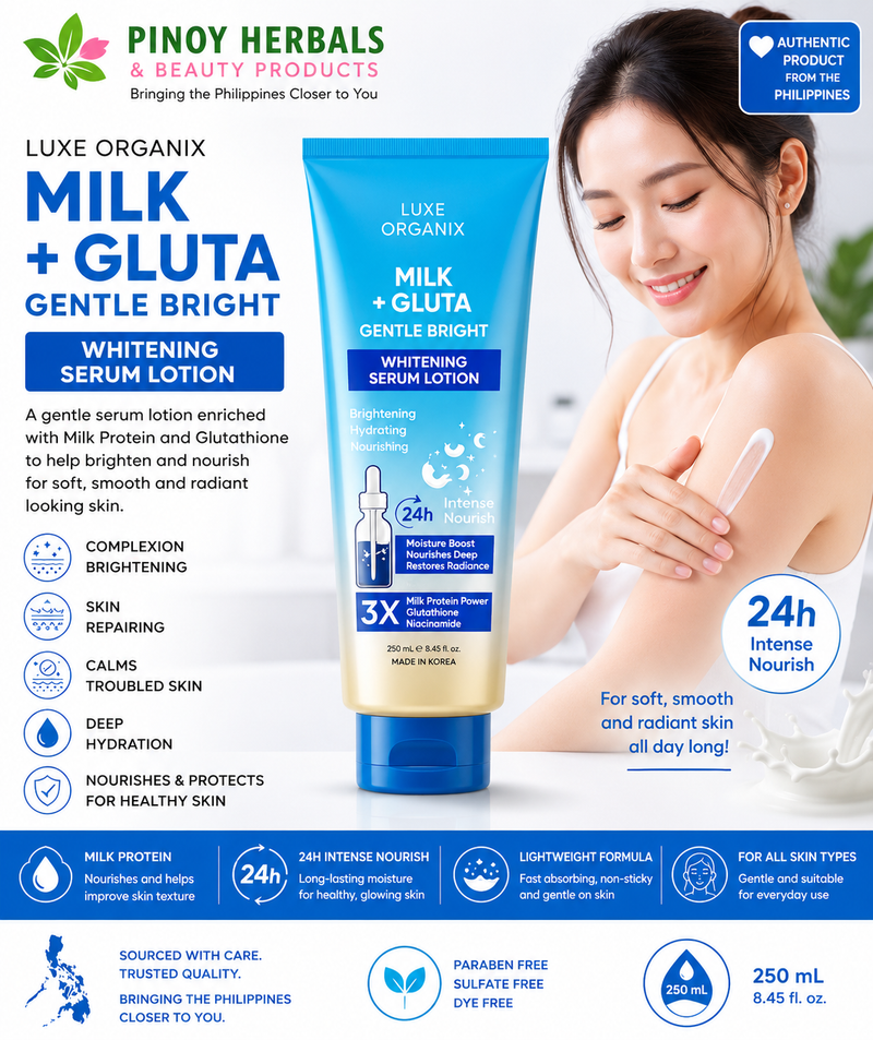 Luxe Organix Milk + Gluta Gentle Bright Serum Lotion 250 mL