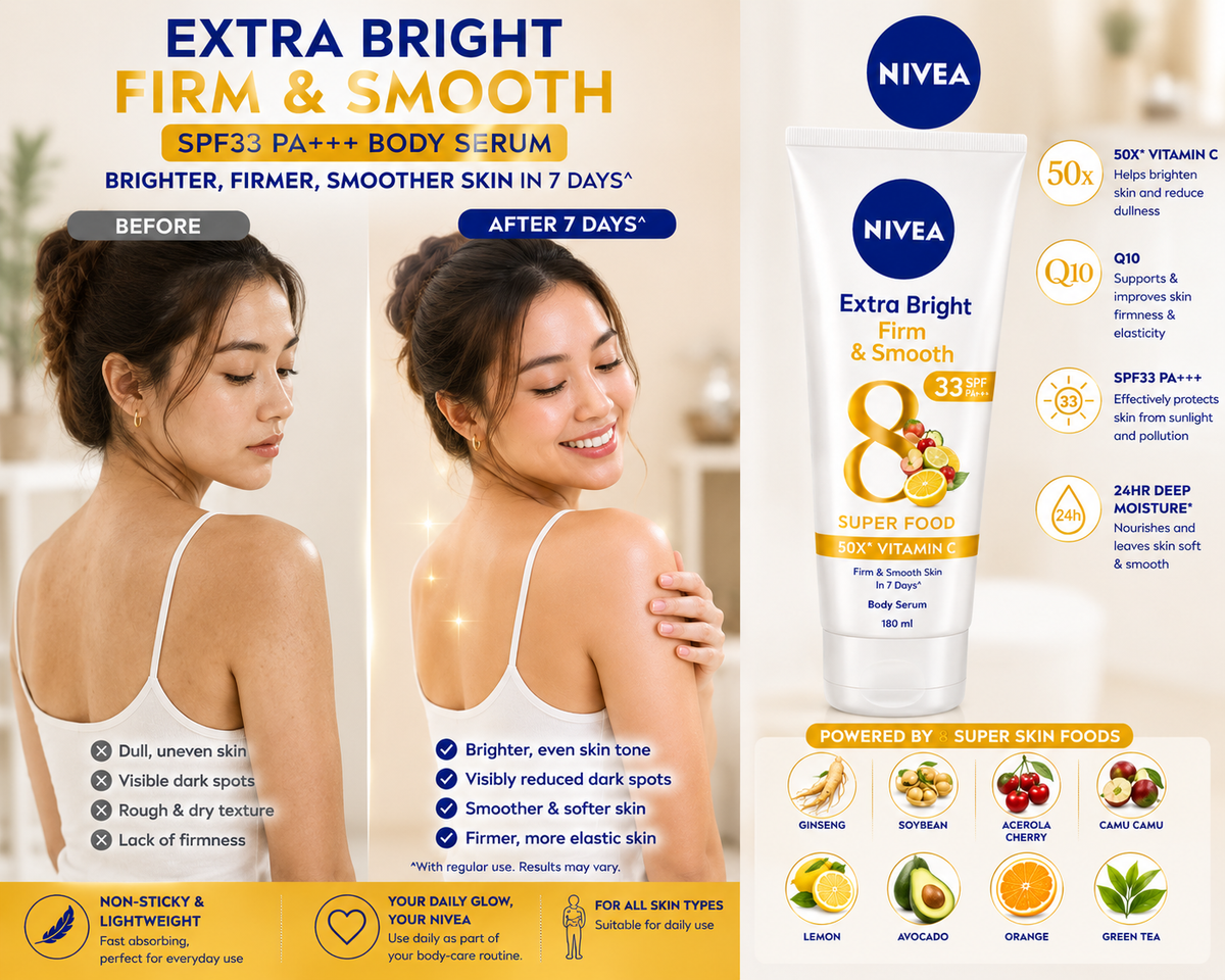 NIVEA Extra Bright Firm & Smooth Body Serum 180 mL