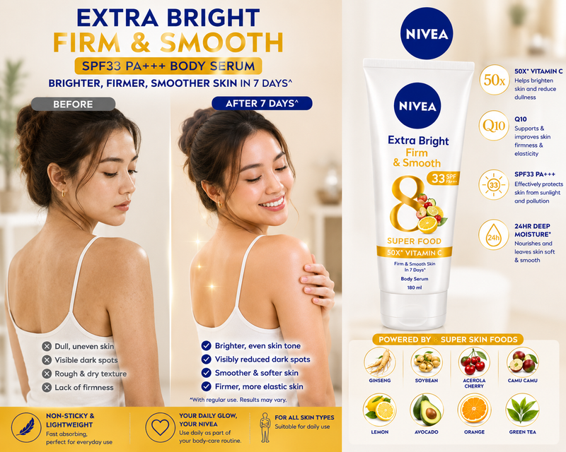 NIVEA Extra Bright Firm & Smooth Body Serum 180 mL