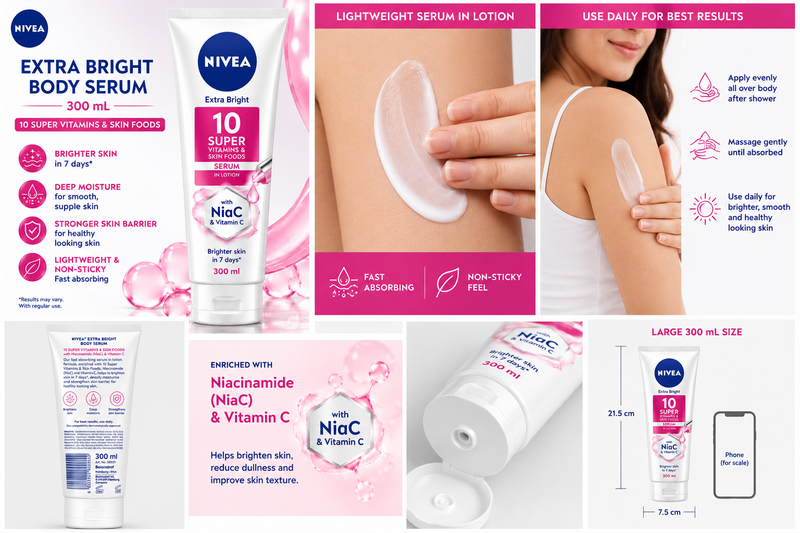 NIVEA Extra Bright Body Serum 300 mL