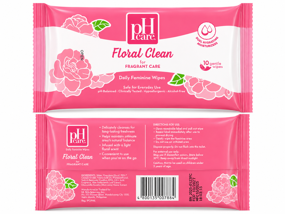 PH Care Floral Clean Daily Feminine Wipes 10 Sheets