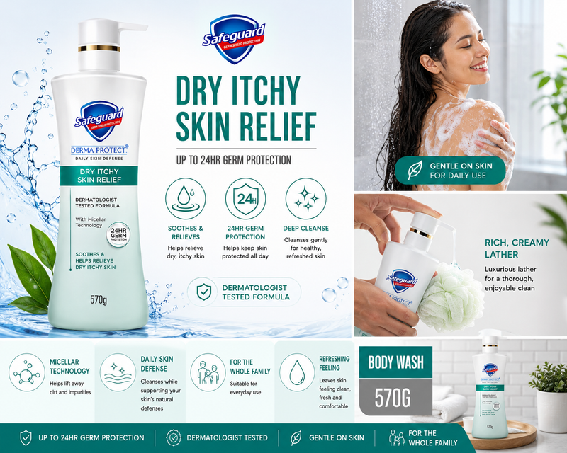Safeguard Trockene, juckende Hautpflege 570G — Demnächst erhältlich!