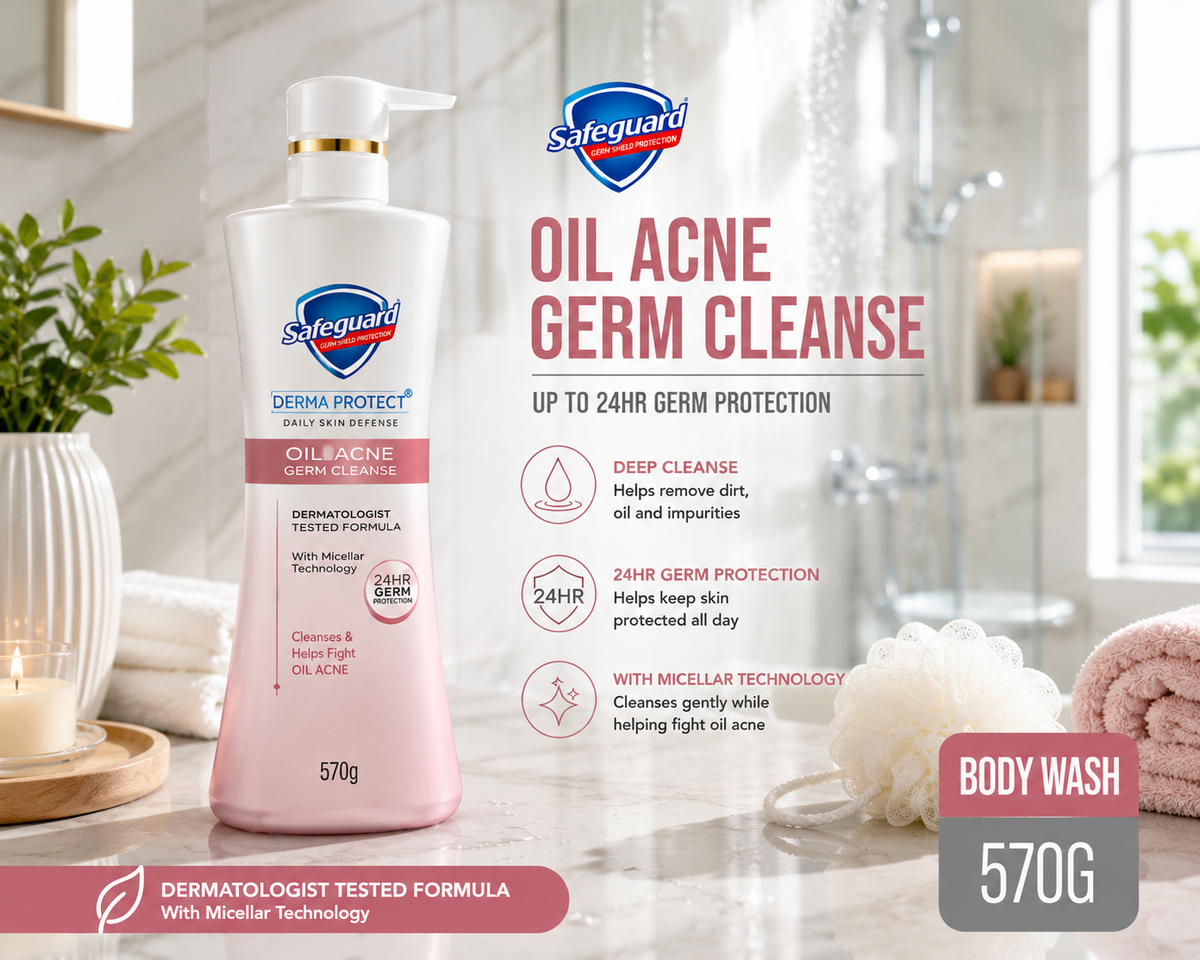 Safeguard Derma Protect Oil & Acne Germ Cleanse Face & Body Wash 570g – Coming Soon