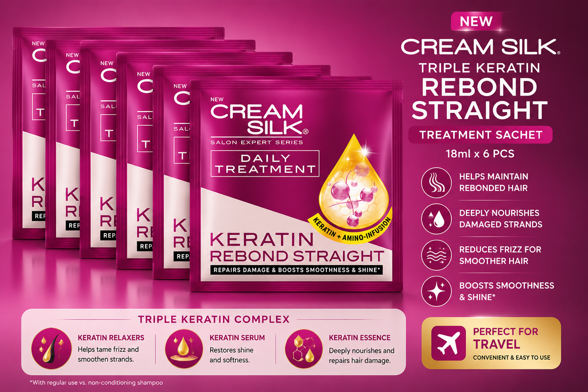 Cream Silk Triple Keratin Rebond Straight Treatment Sachet 18ml – 6 Pack