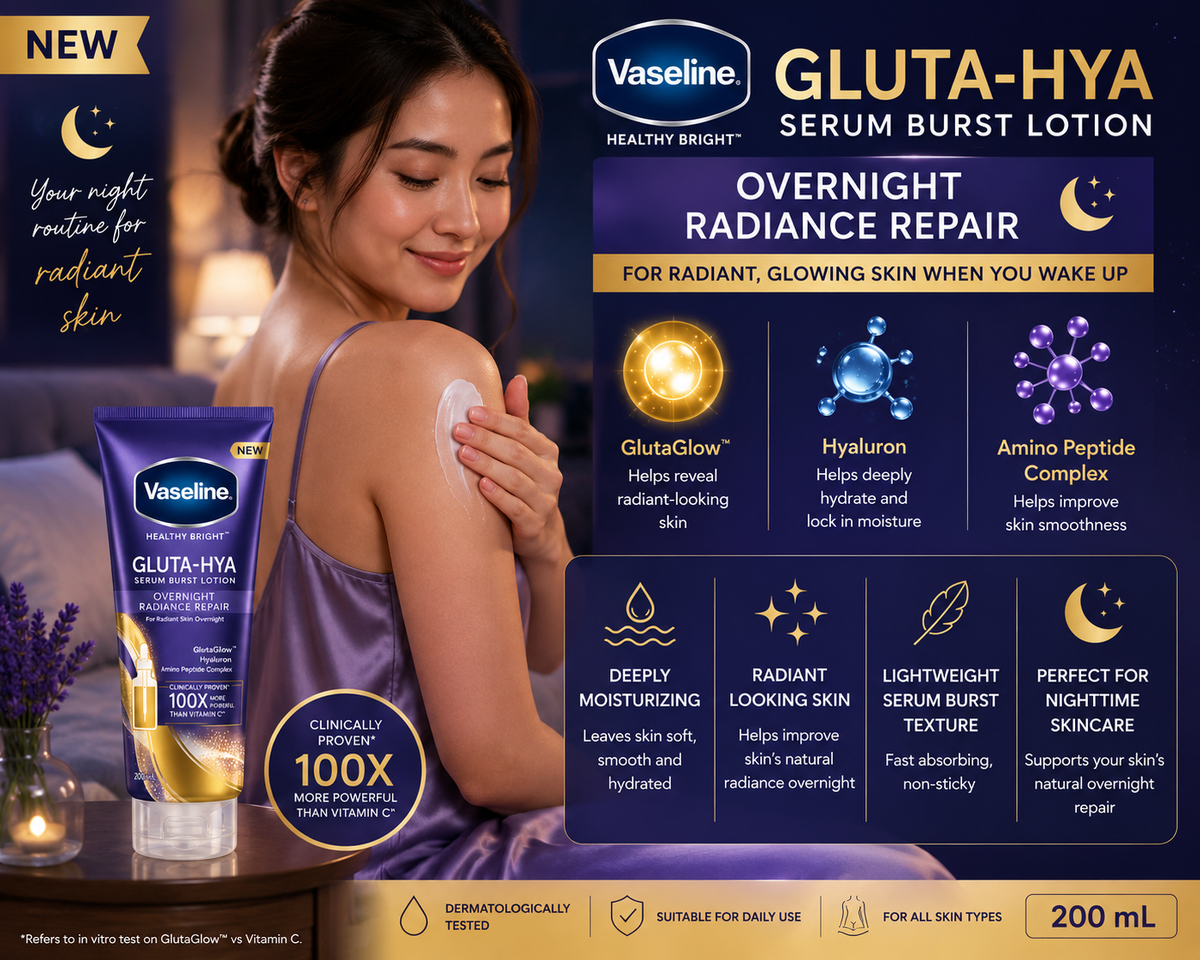 Vaseline Gluta-Hya Overnight Radiance Repair Lotion 200 mL/ coming soon