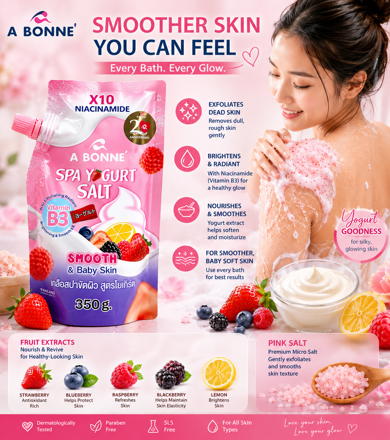 A Bonne Spa Yogurt Salt Smooth & Baby Skin Body Scrub Refill 350g