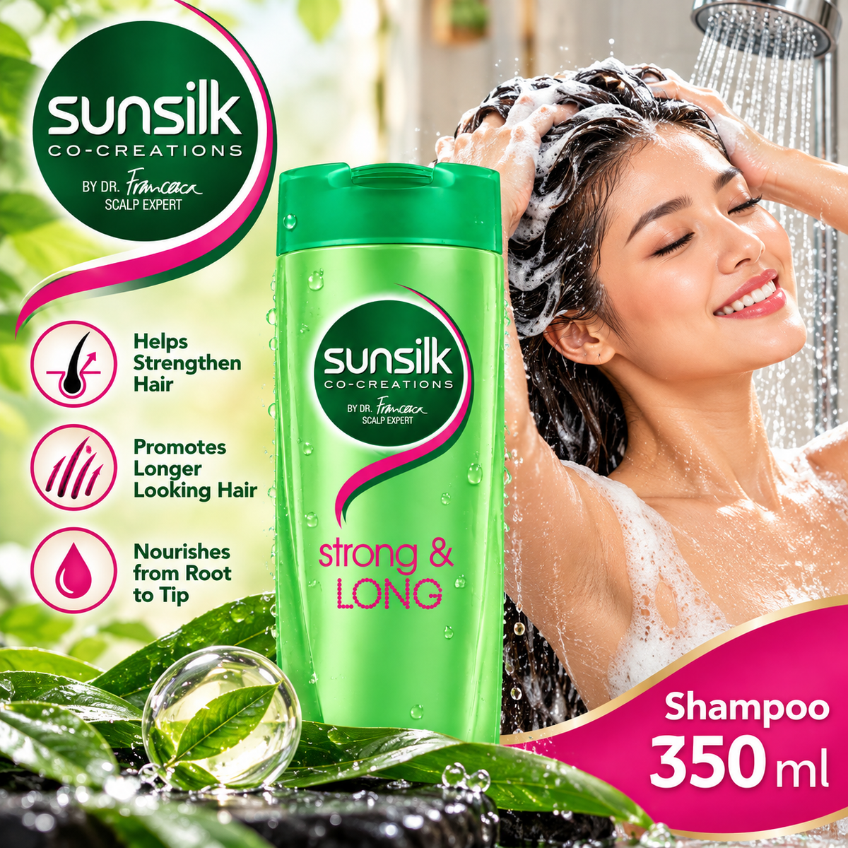 SUNSILK Strong & Long Shampoo, 350 mL