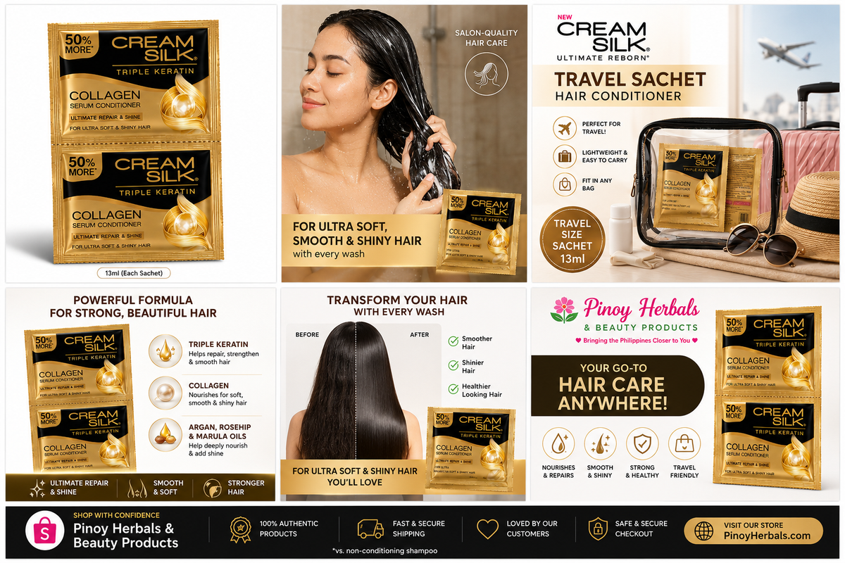 Cream Silk Triple Keratin Collagen Serum Conditioner Travel Sachets 13ml (Pack of 6)