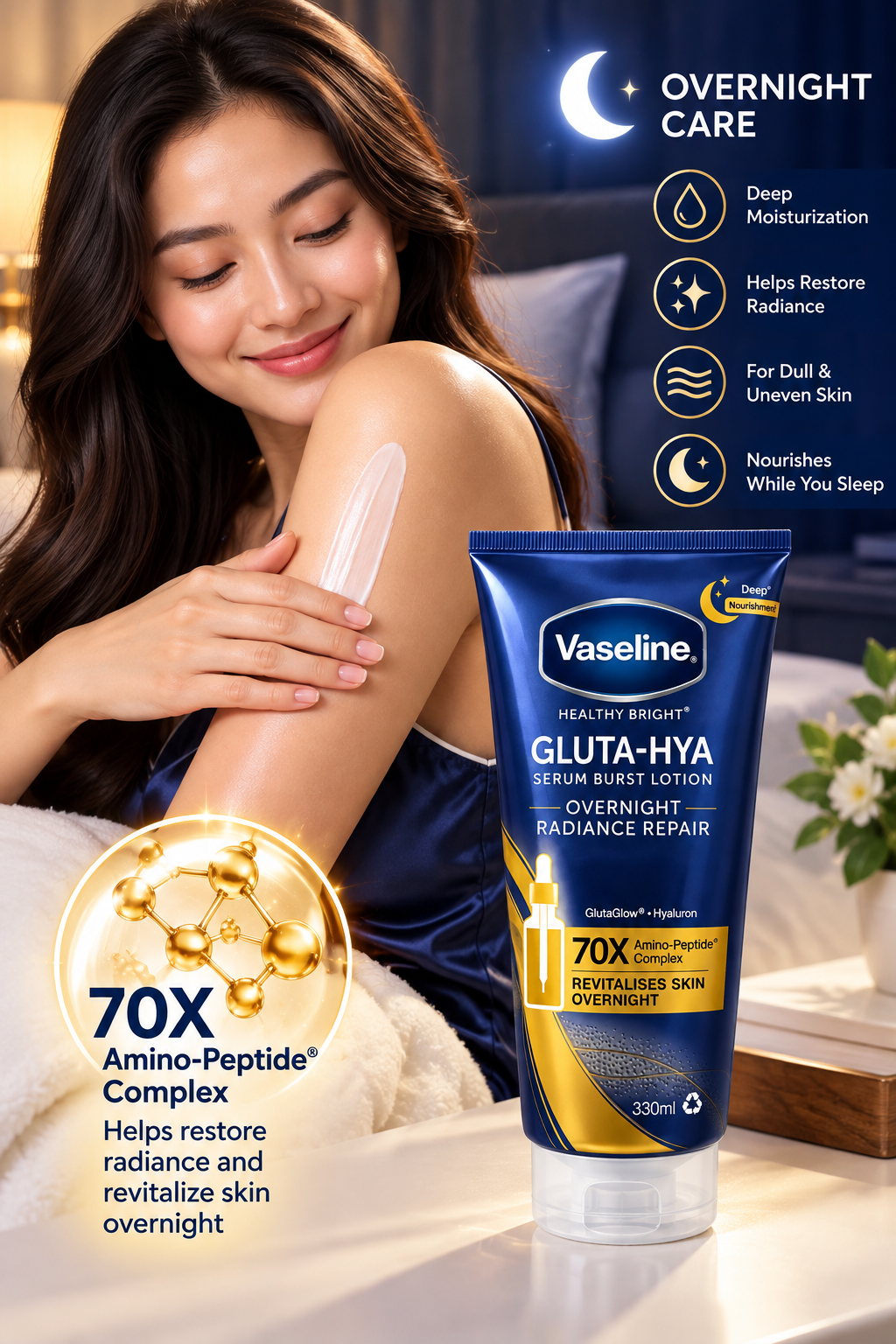 Vaseline Gluta-Hya Overnight Radiance Repair Lotion 330 mL