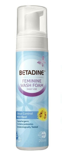 New BETADINE Feminine Foam Wash Odor Control Witch Hazel 200ml