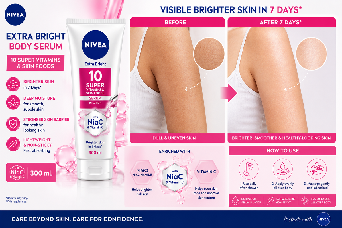 NIVEA Extra Bright Body Serum 300 mL