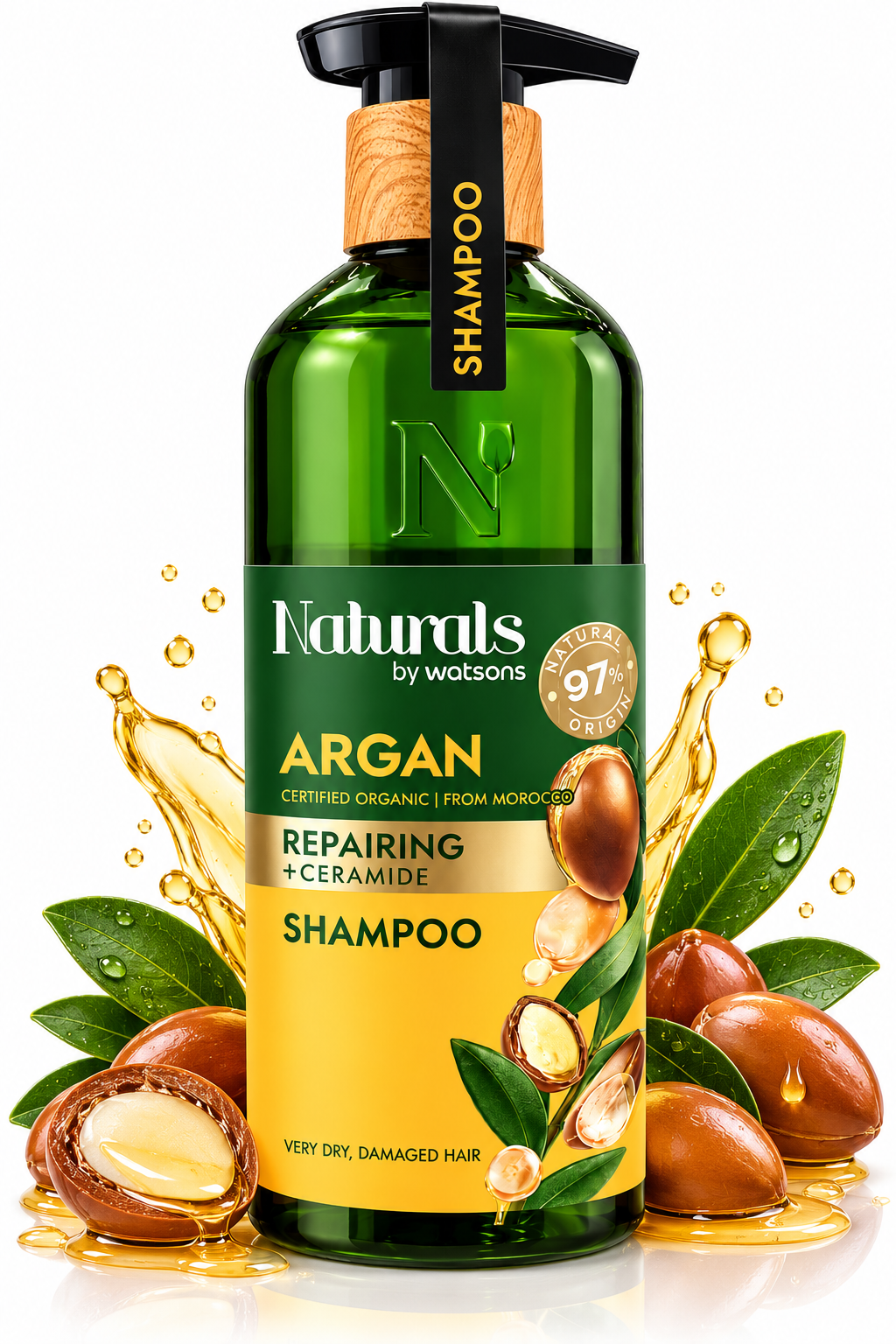 Naturals by Watsons Argan Repairing + Ceramide Shampoo 490 mL