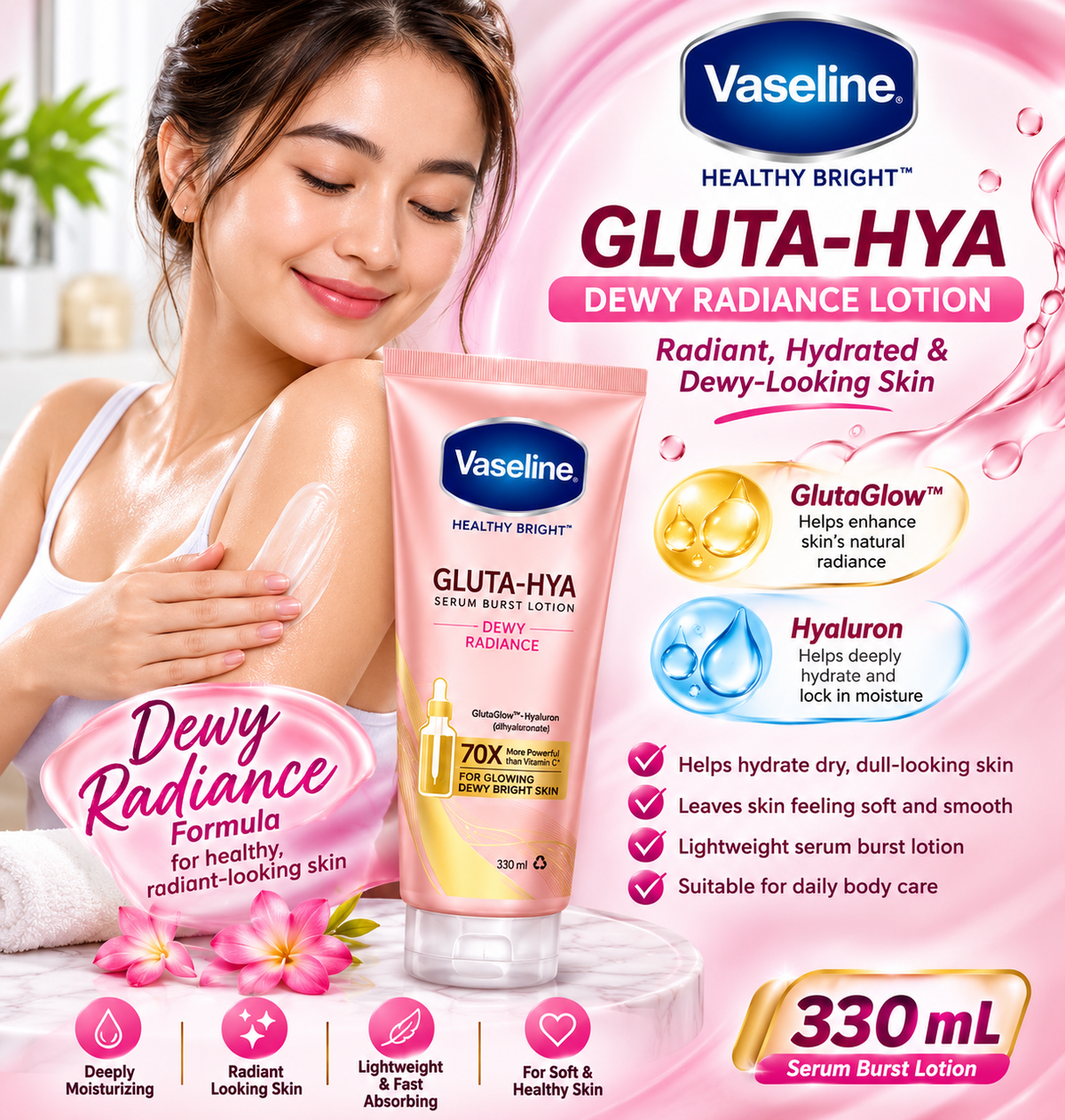 Vaseline Gluta-Hya Dewy Radiance Lotion 330 mL