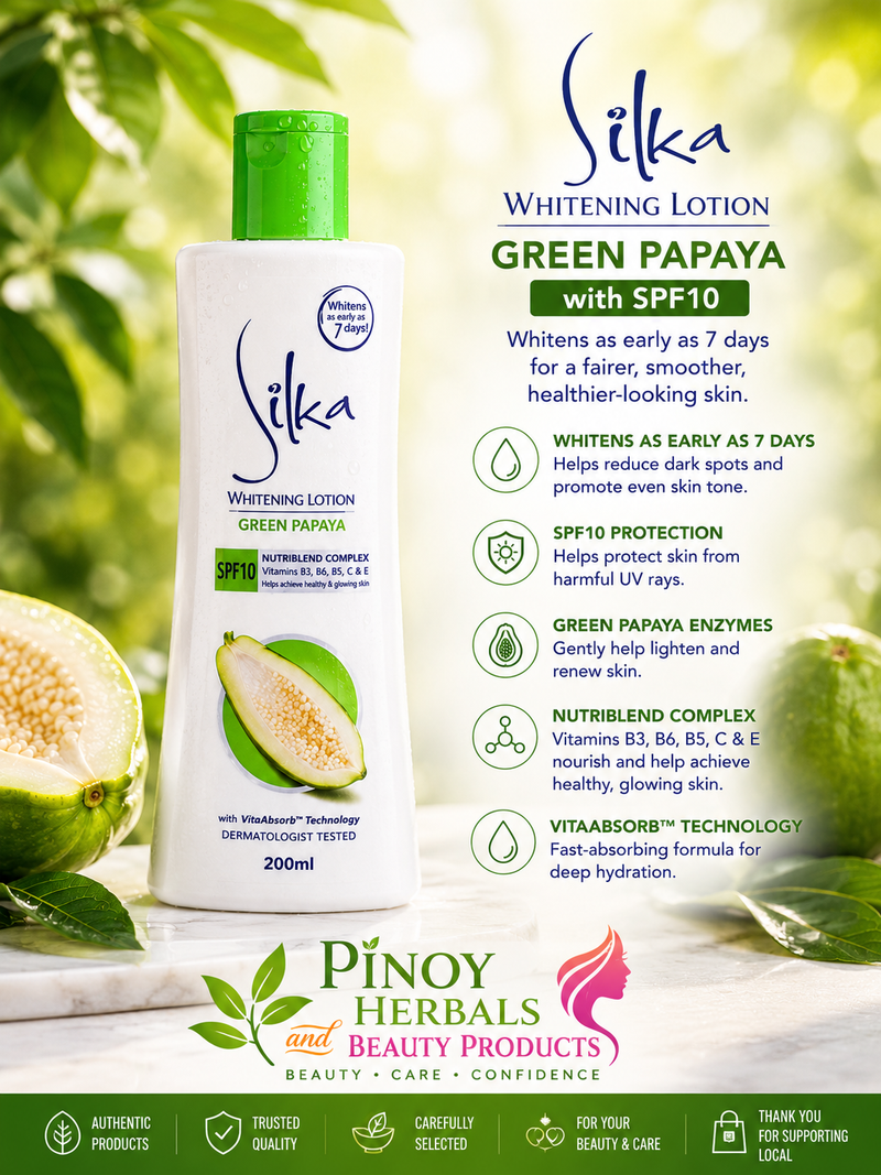 SILKA Green Papaya Whitening Lotion SPF 10 200ml