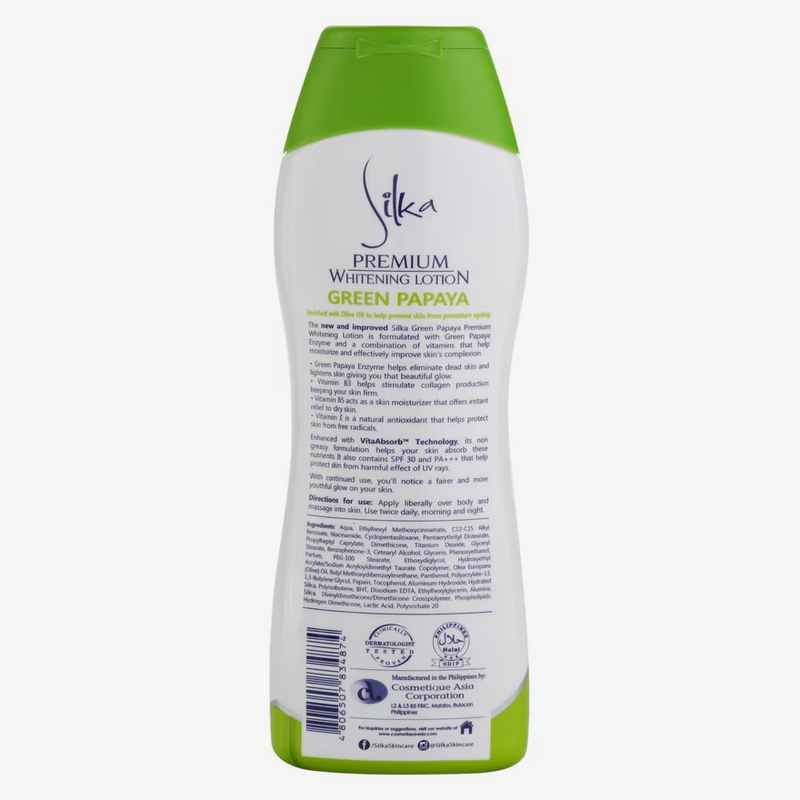 SILKA Premium Whitening Lotion Green Papaya with Olive Oil 200ml