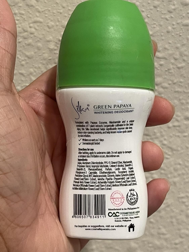 Silka Green Papaya Deodorant Roll-On – Fresh & Smooth Underarm Care (40ml)