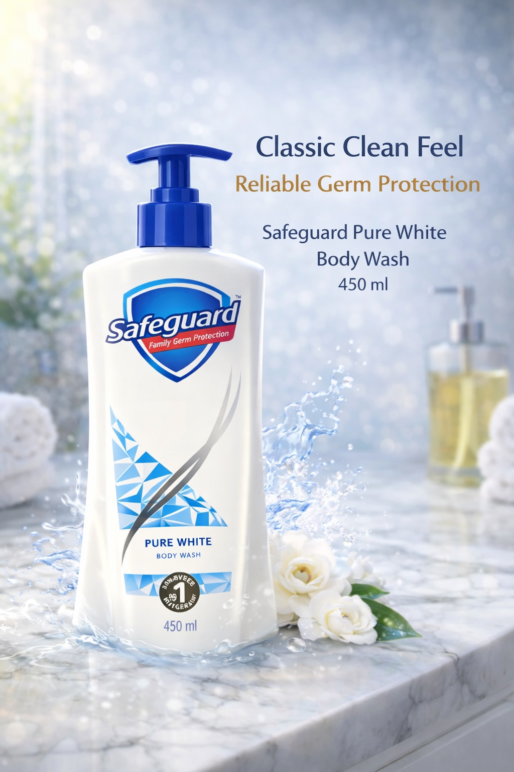 SAFEGUARD Pure White 2 in 1 Body Wash 450 ml