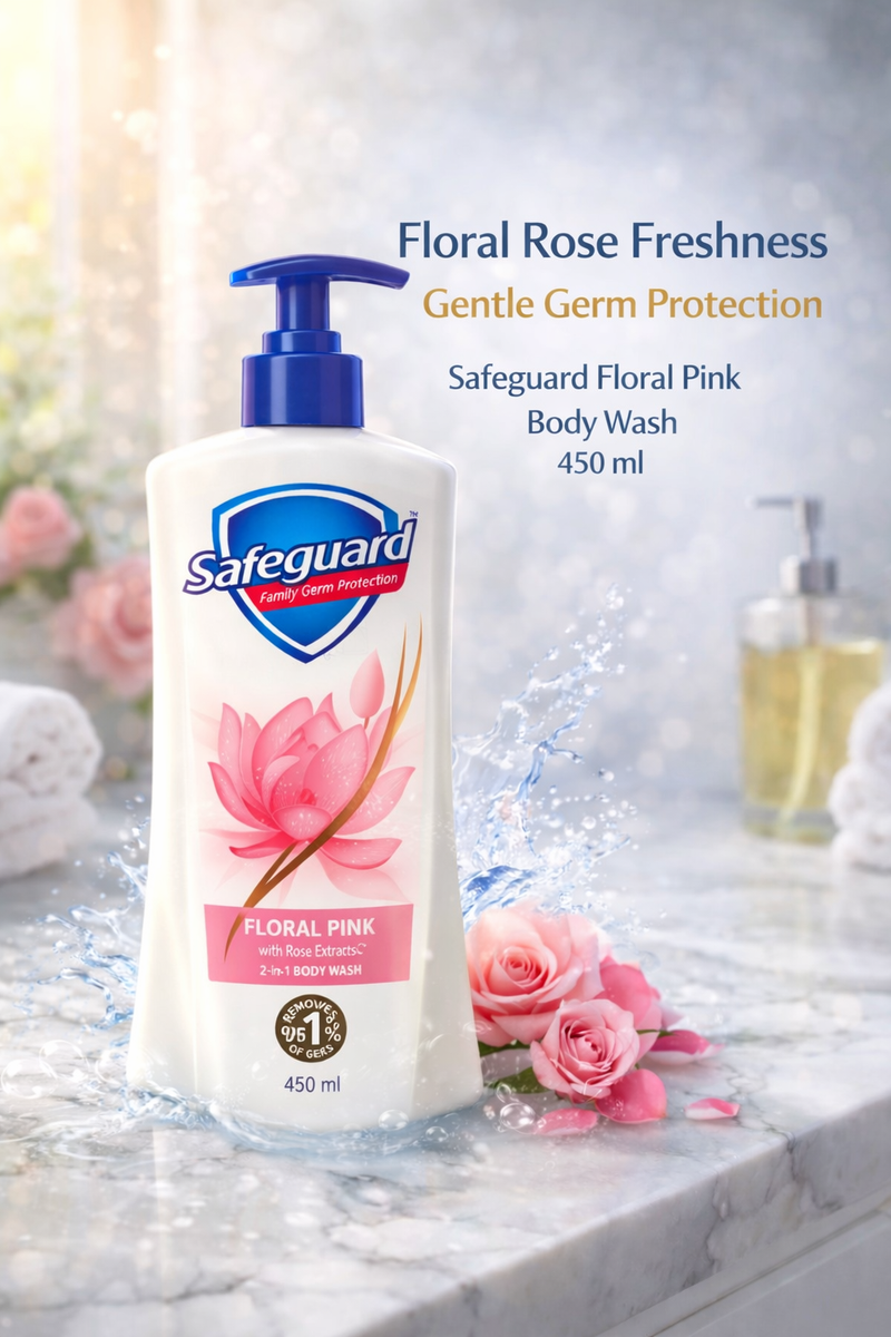 Safeguard Body Wash Floral Pink 450ml Pump Bottle