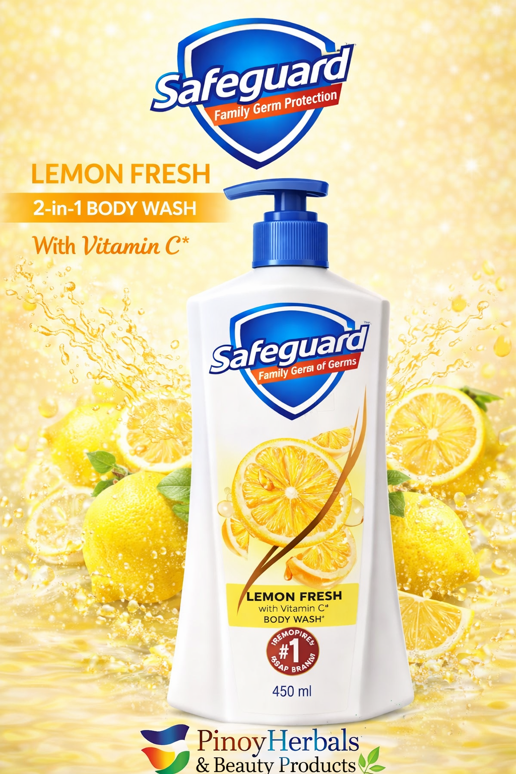 Safeguard Lemon Fresh Body Wash 450ml Pump Bottle